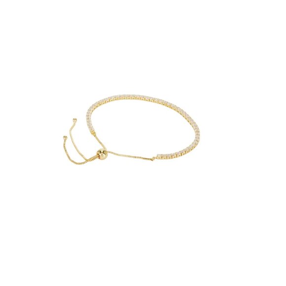 SHASHI Diamond Tennis Pull Bracelet in Gold One Size Womens Crystals - Picture 9 of 9